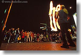 australia, crowds, fire, horizontal, juggler, people, sydney, photograph
