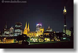 australia, buildings, churches, cityscapes, horizontal, nite, religious, st marys cathedral, structures, sydney, photograph