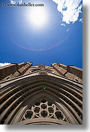 australia, buildings, churches, nature, religious, sky, spire, st marys cathedral, structures, sun, sydney, vertical, photograph