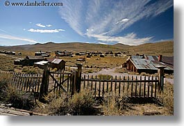 bodie, california, exteriors, fences, ghost town, horizontal, state park, west coast, western usa, photograph