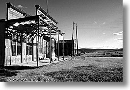 black and white, bodie, california, exteriors, ghost town, horizontal, state park, west coast, western usa, photograph