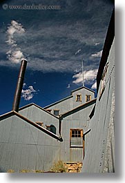 antiques, bodie, california, clouds, ghost town, gold, gold mine, mill, mine, state park, vertical, west coast, western usa, photograph
