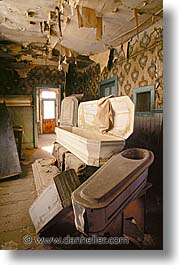 antiques, bodie, california, coffin, ghost town, morgue, vertical, west coast, western usa, photograph