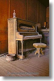 antiques, bodie, california, ghost town, music, piano, vertical, west coast, western usa, photograph