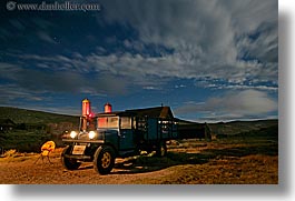 antiques, bodie, california, cars, clouds, ghost town, horizontal, long exposure, nite, old, state park, trucks, west coast, western usa, photograph