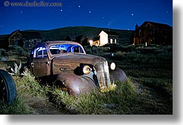antiques, bodie, buick, california, cars, ghost town, horizontal, long exposure, nite, stars, state park, thirties, west coast, western usa, photograph