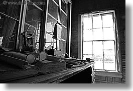 antiques, black and white, bodie, california, ghost town, glasses, horizontal, slow exposure, stores, west coast, western usa, windows, photograph