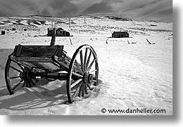 antiques, black and white, bodie, california, ghost town, horizontal, snow, state park, west coast, western usa, wheels, winter, photograph