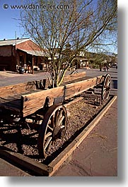 calico, california, trees, vertical, wagons, west coast, western usa, photograph