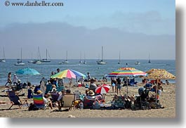 beaches, california, capitola, colorful, horizontal, umbrellas, west coast, western usa, photograph