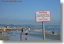 beaches, california, capitola, emotions, horizontal, humor, irony, people, signs, unsafe, water, west coast, western usa, photograph