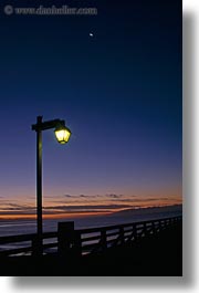 california, capitola, dusk, lamps, vertical, west coast, western usa, wharf, photograph