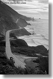 black and white, california, coast, coastal views, coastline, highways, rockies, vertical, west coast, western usa, photograph