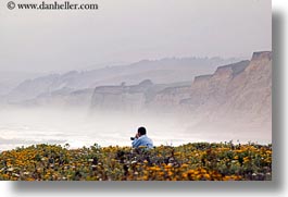 california, cliffs, coastal views, flowers, horizontal, people, west coast, western usa, photograph