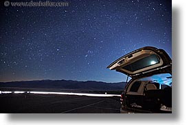 california, cars, death valley, horizontal, long exposure, national parks, nite, star trails, stars, west coast, western usa, photograph