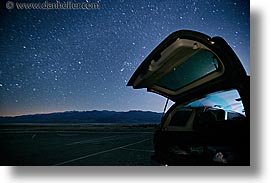 california, cars, death valley, horizontal, long exposure, national parks, nite, star trails, stars, west coast, western usa, photograph