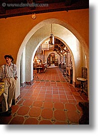 archways, california, death valley, hallway, interiors, national parks, scotty's castle, scottys castle, vertical, west coast, western usa, photograph