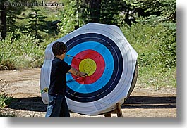archery, arrows, boys, california, from, horizontal, kings canyon, pulling, target, west coast, western usa, photograph