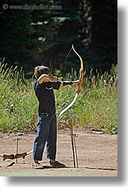 archery, arrows, bow, boys, california, kings canyon, vertical, west coast, western usa, photograph