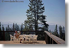 california, horizontal, kings canyon, men, newspaper, reading, tables, west coast, western usa, photograph