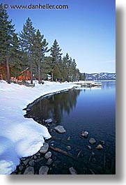 california, dawn, houses, lake tahoe, lakes, long exposure, snow, vertical, west coast, western usa, photograph