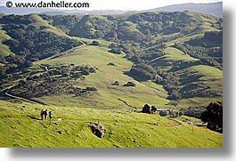 california, dogs, hikers, hills, horizontal, lucas valley, marin, marin county, north bay, northern california, san francisco bay area, west coast, western usa, photograph