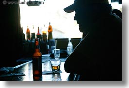 baseball cap, beers, california, chaser, clothes, drinks, foods, hats, horizontal, marin, marin county, north bay, northern california, pt reyes station, silhouettes, west coast, western usa, photograph