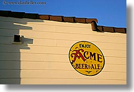 acme, ale, beers, california, colors, horizontal, marin, marin county, nicks cove, north bay, northern california, signs, tomales bay, west coast, western usa, yellow, photograph