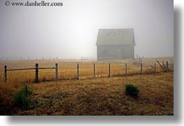 barn, buildings, california, fences, fog, horizontal, mendocino, nature, west coast, western usa, photograph