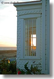 buildings, california, mendocino, sunsets, vertical, west coast, western usa, windows, photograph