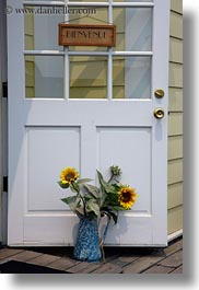 california, doors, flowers, mendocino, nature, sunflowers, vertical, west coast, western usa, photograph