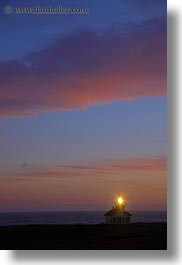 buildings, california, clouds, colorful, colors, dusk, lighthouses, mendocino, nature, sky, structures, sun, sunsets, vertical, west coast, western usa, photograph