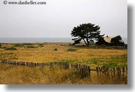 california, fences, fields, horizontal, houses, mendocino, west coast, western usa, photograph