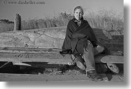 benches, black and white, california, horizontal, jills, mendocino, people, poncho, west coast, western usa, womens, photograph
