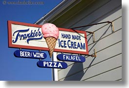 california, frankies, horizontal, ice cream, mendocino, shops, signs, west coast, western usa, photograph