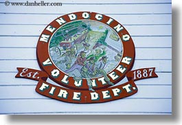 california, dept, fire, horizontal, mendocino, signs, volunteers, west coast, western usa, photograph