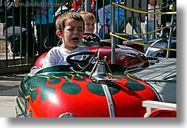 amusement park ride, boys, california, cars, childrens, crying, horizontal, oakland zoo, people, west coast, western usa, photograph
