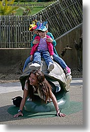 california, childrens, girls, happy, hats, mothers, oakland zoo, people, vertical, west coast, western usa, photograph