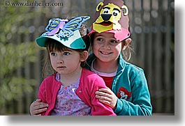 california, childrens, girls, happy, hats, horizontal, oakland zoo, people, west coast, western usa, photograph