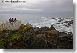 california, colorful, fences, girls, horizontal, jackets, picket fence, pigeon point lighthouse, structures, west coast, western usa, photograph