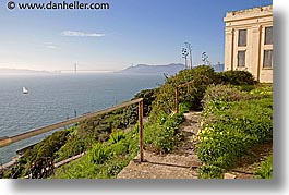 alcatraz, buildings, california, flowers, golden gate bridge, horizontal, san francisco, views, west coast, western usa, photograph