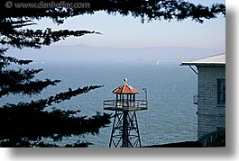 alcatraz, california, horizontal, san francisco, towers, watches, west coast, western usa, photograph