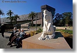 arts, buildings, california, de young, de young museum, golden gate park, horizontal, lions, museums, san francisco, statues, west coast, western usa, photograph