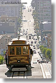cable car, california, cars, san francisco, streets, traffic, vertical, west, west coast, western usa, photograph