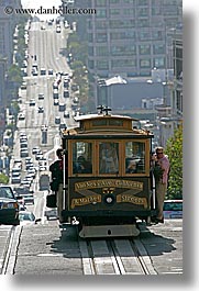 cable car, california, cars, san francisco, streets, traffic, vertical, west, west coast, western usa, photograph