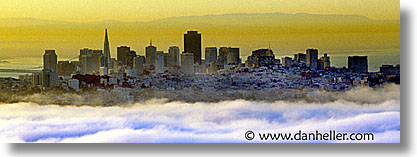 california, cities, cityscapes, fog, horizontal, panoramic, san francisco, west coast, western usa, photograph