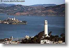 alcatraz, california, coit, coit tower, horizontal, san francisco, west coast, western usa, photograph