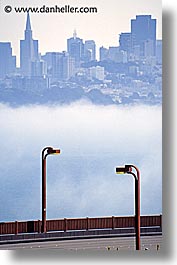 bridge, california, foggy, golden gate, golden gate bridge, lampposts, lamps, national landmarks, san francisco, vertical, west coast, western usa, photograph