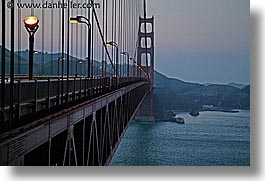 bridge, california, golden gate, golden gate bridge, horizontal, lampposts, lamps, national landmarks, san francisco, west coast, western usa, photograph