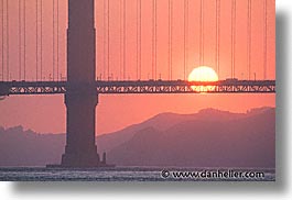bridge, california, golden gate, golden gate bridge, horizontal, national landmarks, san francisco, sunsets, west coast, western usa, photograph